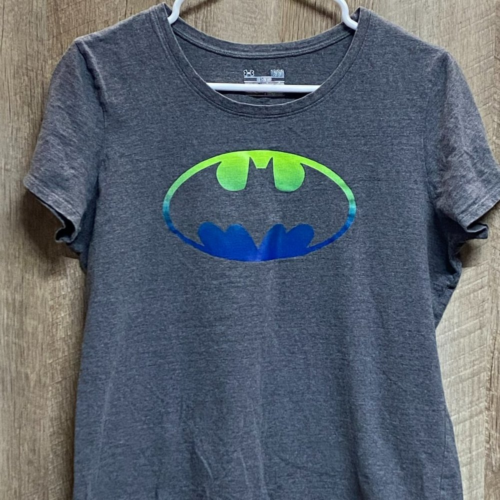 Under Armour, Semi-Fitted, Heat Gear, Size LG, batman Logo, Women's